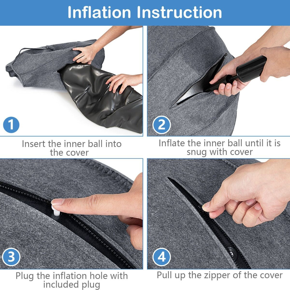 Anti-Burst Exercise Ball with Cover Handle and Resistance Bands