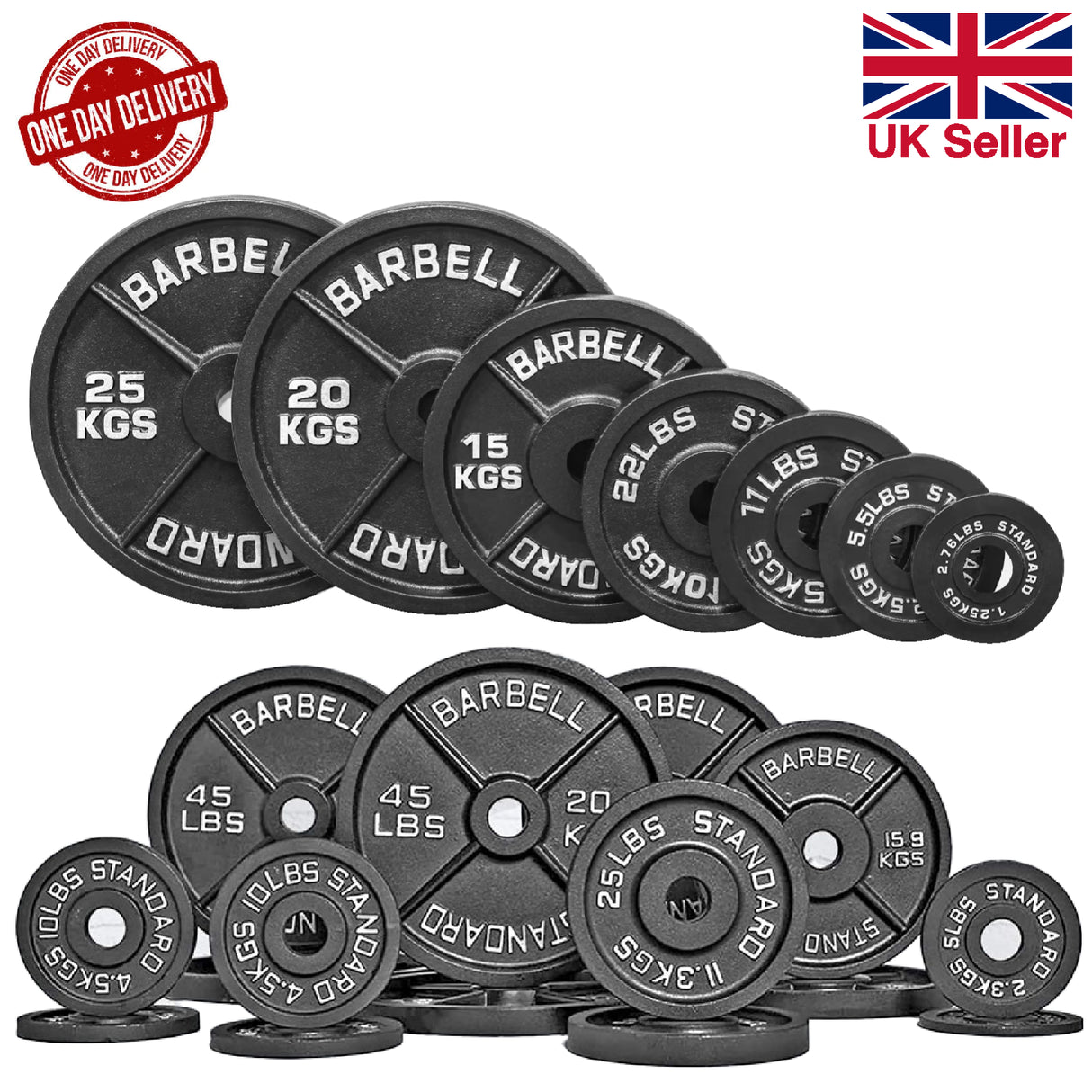 Cast Iron Weight Plates Set Pair 2" Hole Disc Dumbbell Olympic Barbell Weights