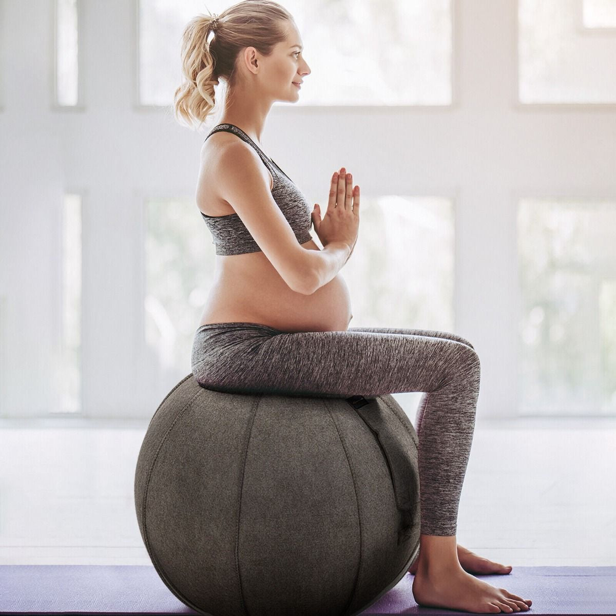 Anti-Burst Exercise Ball with Cover Handle and Resistance Bands