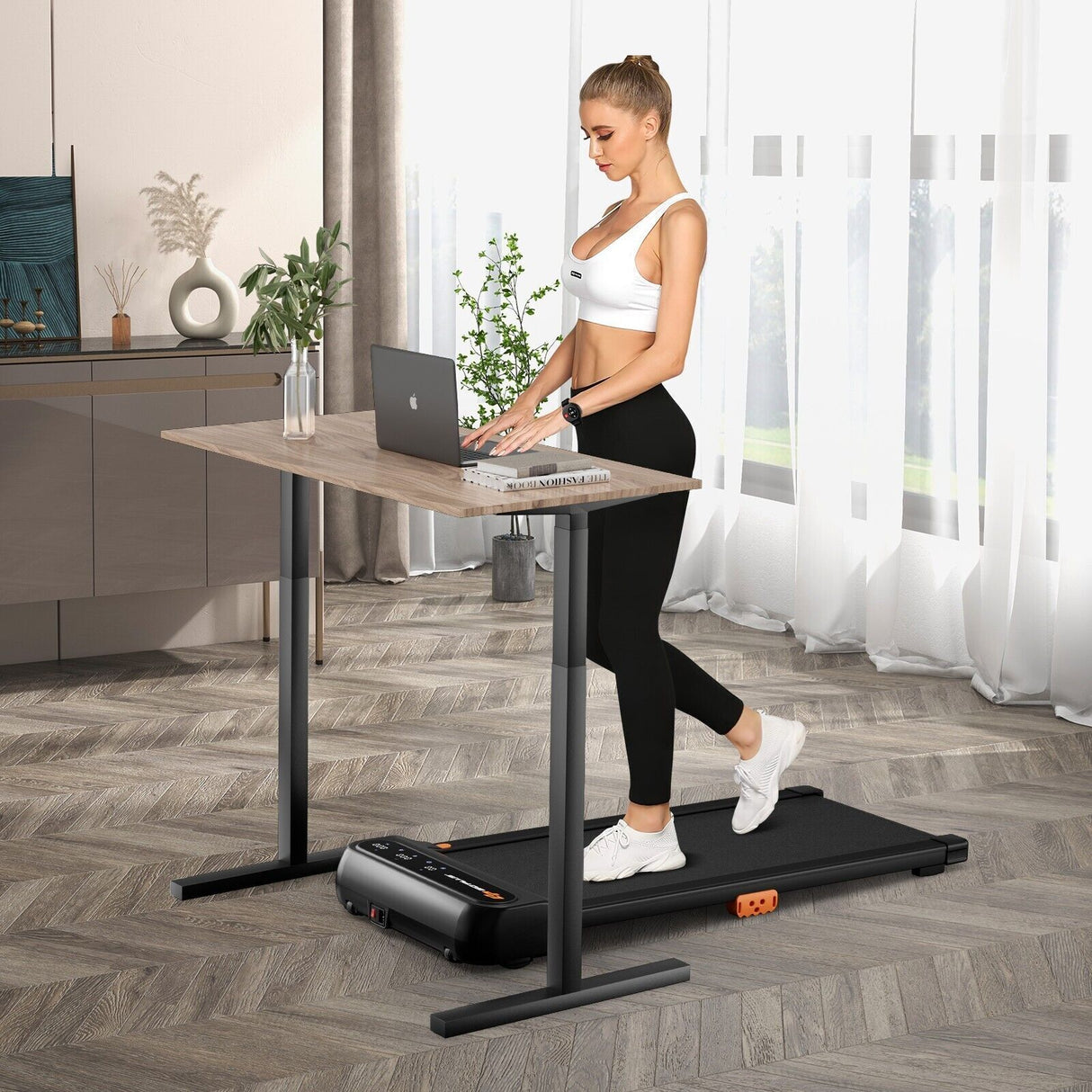 2-In-1 Walking Pad Treadmill under Desk Running Machine LED Panel W/ 12 Programs