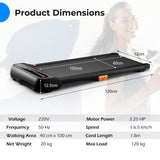 2-In-1 Walking Pad Treadmill under Desk Running Machine LED Panel W/ 12 Programs