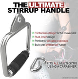 SOLID Metal Stirrup Handle with Rubber Grips | D Handle for Cable Machines, Multigyms, And Weight Lifting