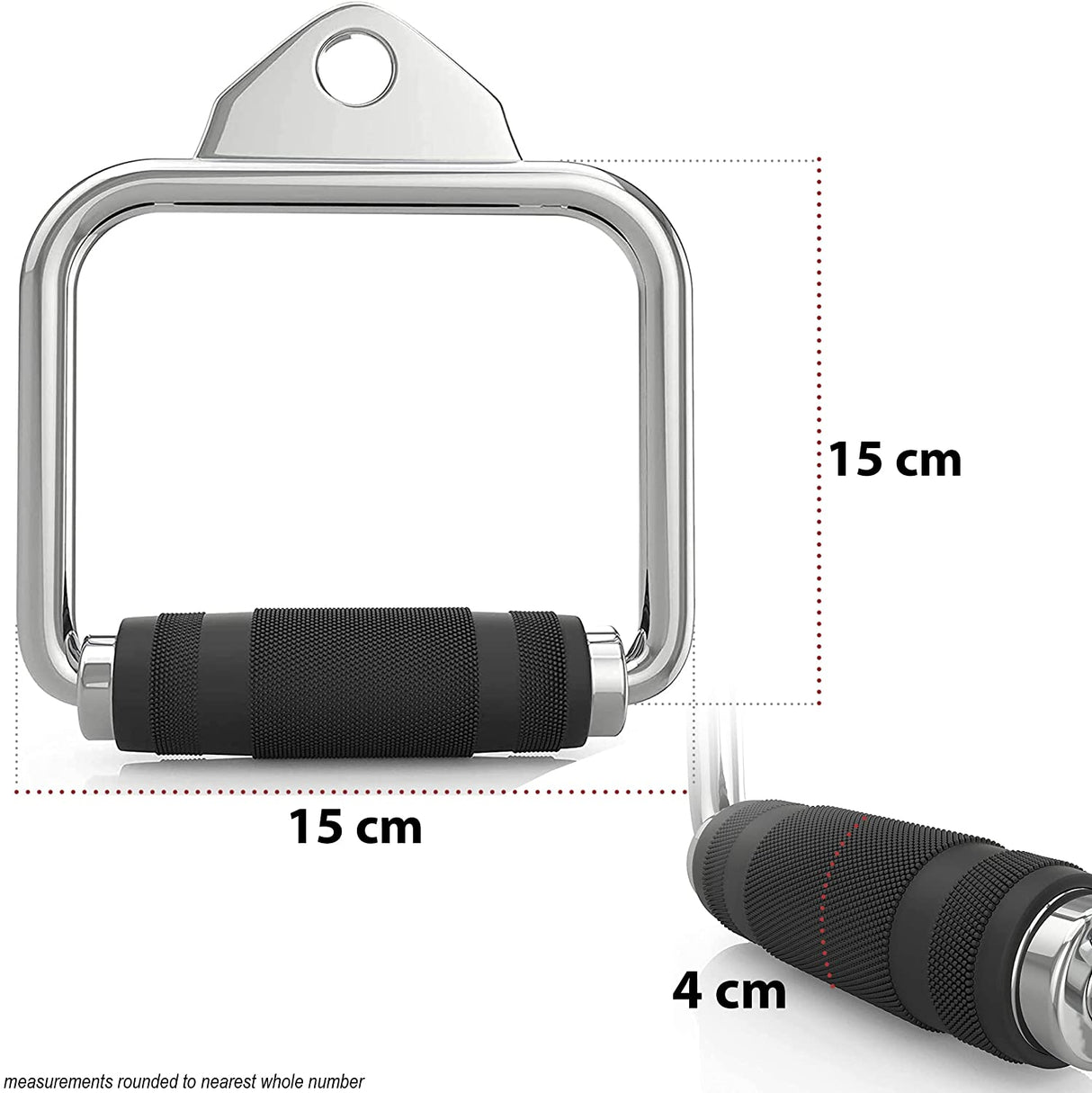 Maniglia per staffa in metallo SOLIDO con impugnature in gomma | Maniglia a D per macchine con cavi, stazioni multifunzione e sollevamento pesi
