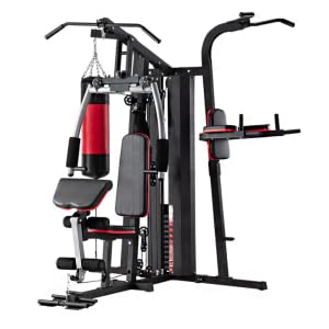 Machine à câble multi-gym à 3 stations de 198 kg pour les gymnases domestiques et commerciaux - Sac de frappe, station de trempage, tirage latéral et bien d'autres encore inclus !