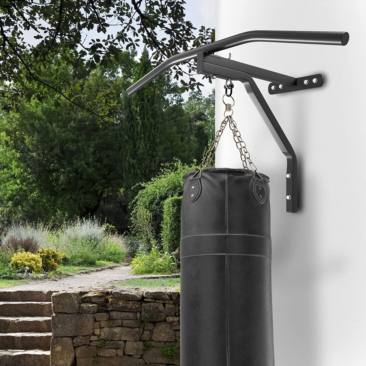 Heavy bag wall mount with pull up bar sale